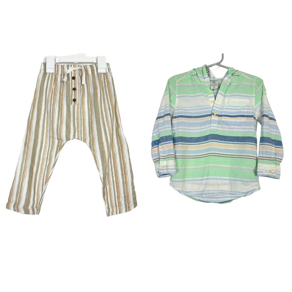Carter's Oliver & Rain Striped Lightweight Cotton Pants and Shirt Size 2T Boys